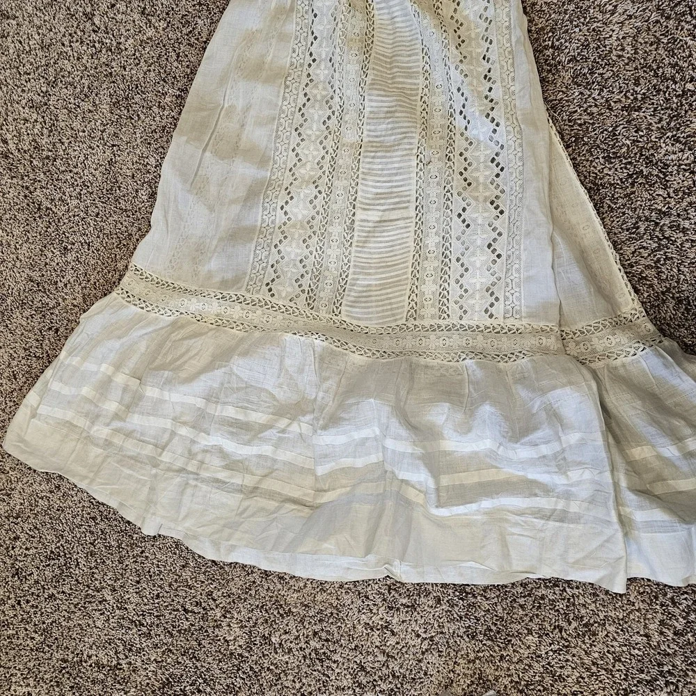 1900s Antique Edwardian White Summer Garden Lawn Dress Lace Linen Tea Gown #68 - Picture 11 of 14